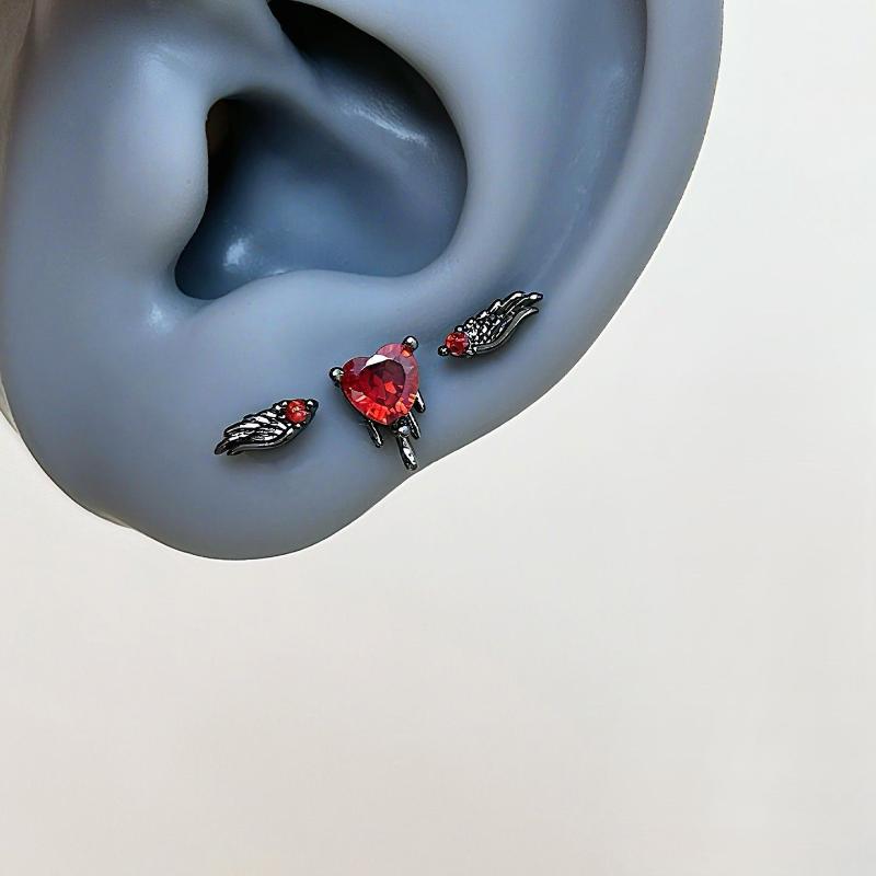 

3Pcs Vintage Crystal Zircon Wing Star Earrings Stud Women Luxury Shiny Angel Wings Heart Earrings Couples Jewelry Gifts
