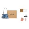 Coach Faye 22 Monogram Chain Strap Cotton And Leather Crossbody Bag Medium Women bags Denim-Blue CDB94-IMTYV