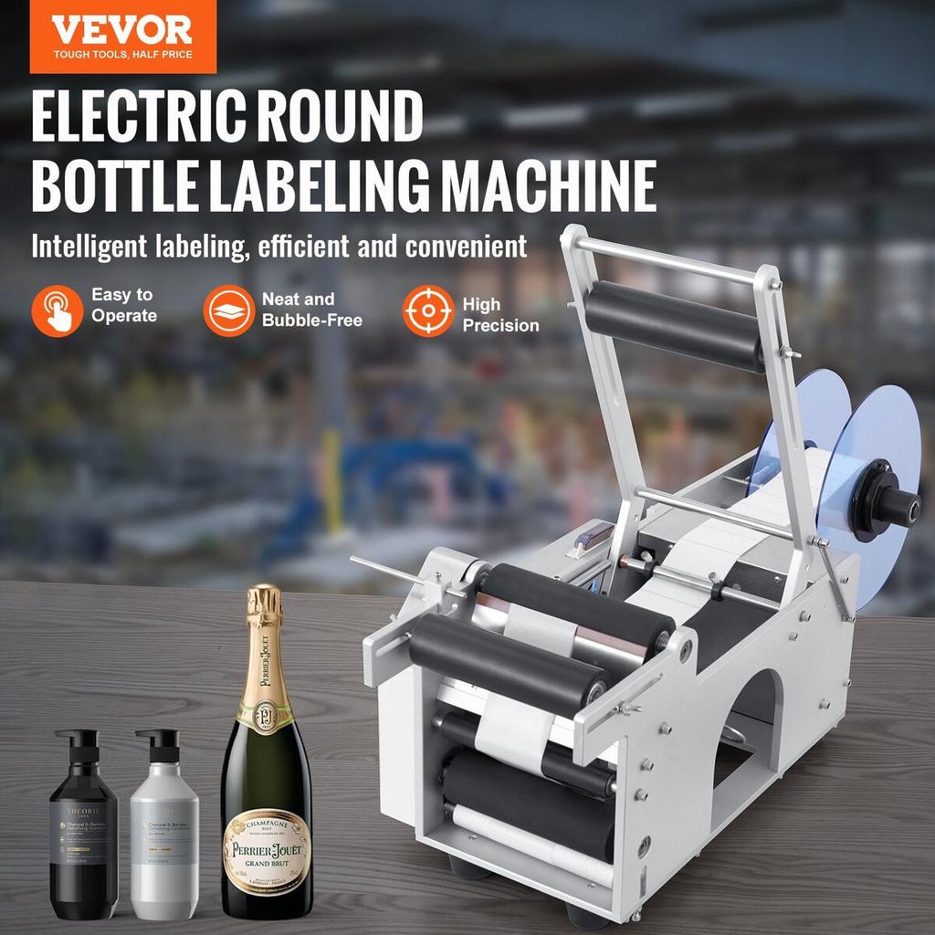 Semi-Automatic Round Labeling Machine, 20-50pcs/min, Electric Bottle Label Applicator for Round Bottles, Round Bottle Labeler Suitable for Bottle