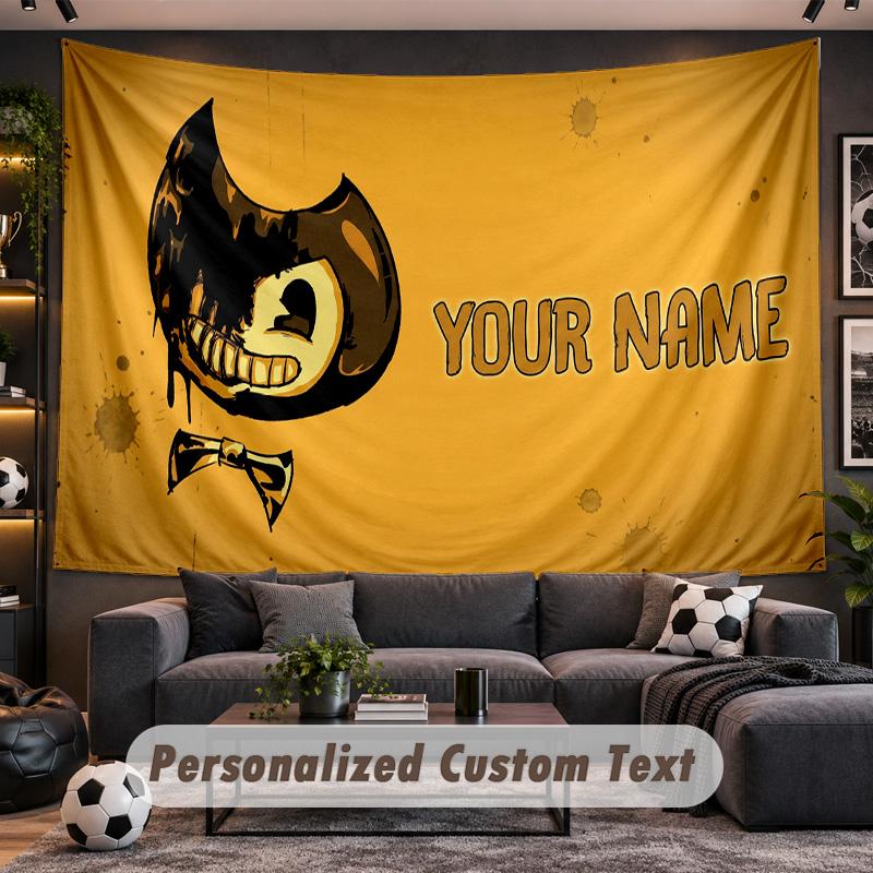 Bendy and the Ink Machine Personalized Tapestry Support Custom Name, Wall Art Home Decoration