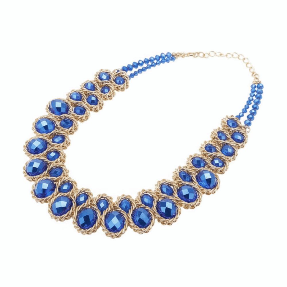Vintage Choker Necklace Colorful Glasses Stone Necklace Fashion Crystal Necklace for Women