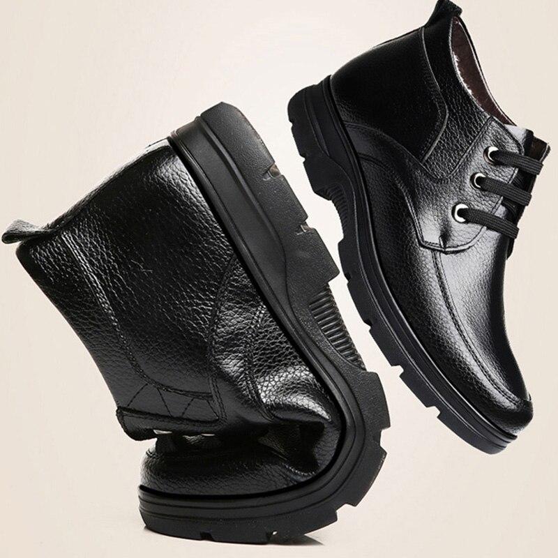 100% Genuine Leather Shoes Men Winter Boots -30 Degree Warm Cotton Shoes Ankle Boots Male Footwear Black