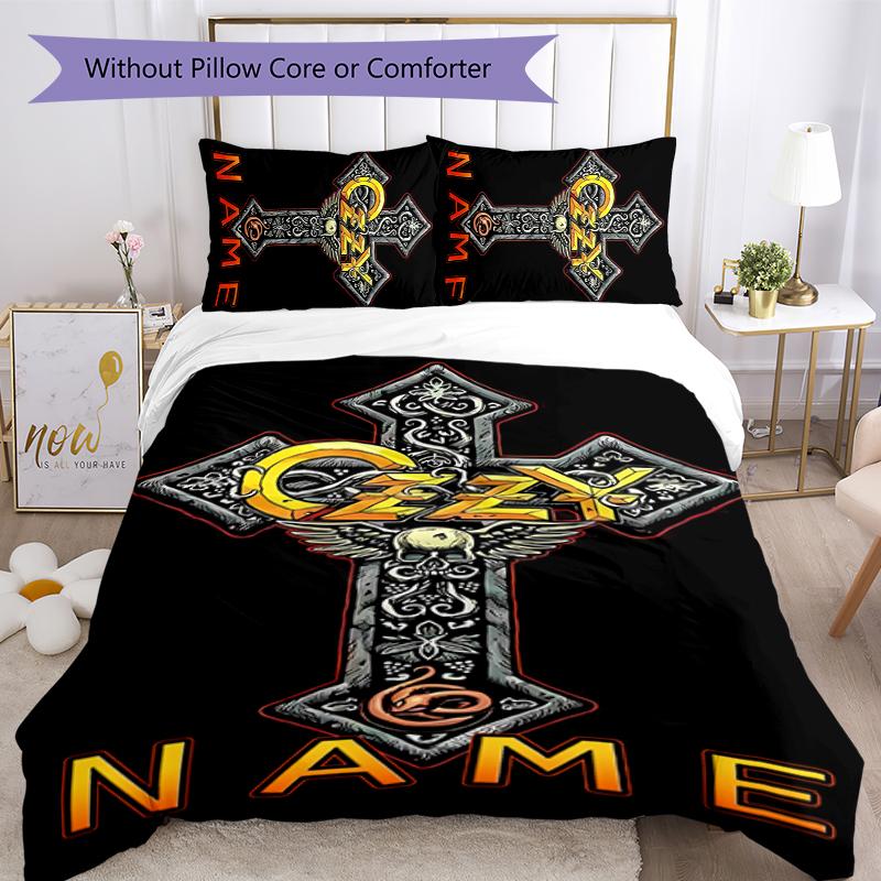 3pcs Custom Name Rock Ozzy Osbourne Bedding Set Duvet Cover Closure Includes 1 Duvet Cover & 2 Pillowcases for All Seasons Bedroom Decor