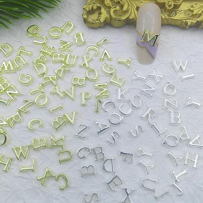 Alloy 3D Silver Letter Nail Art Decorations - Mixed Styles, Luxurious Nail Accessories