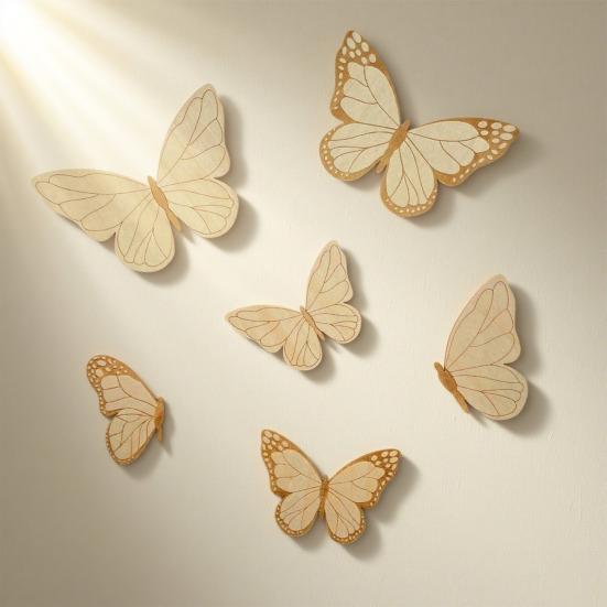 Yousheng Wooden Butterfly Wall Decoration Farmhouse Rustic 3D Butterfly Wall Art Sculpture Home Living Room Kids Bedroom Wall Decorative Sign