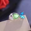 Cute Alloy Fish Cartoon Ocean Animal Brooches for Women Crystal Clothing Cute Lapel Pin Accessories Jewelry