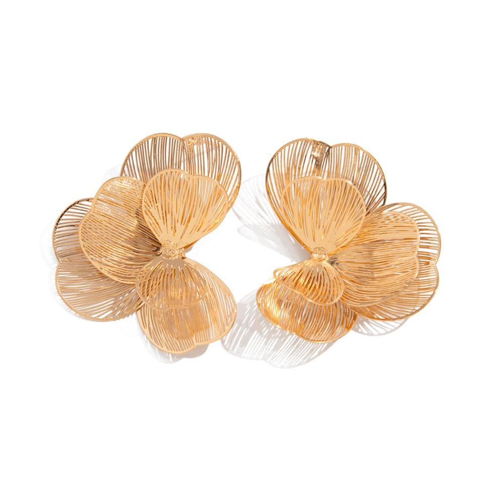 Goldene Piercing-Ohrringe Übertriebene Ohrstecker Neue Blütenblatt-Blumenstecker Geschenke