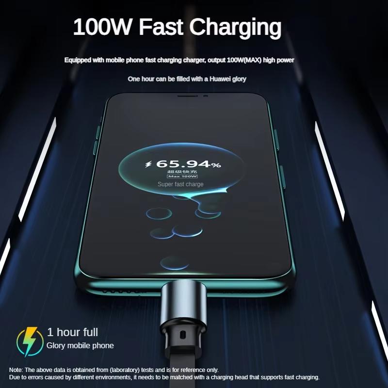 3 In 1 Retractable USB 100W Cable Fast Charging Micro USB 5A Type-C Android Suitable for Huawei Samsung Charging