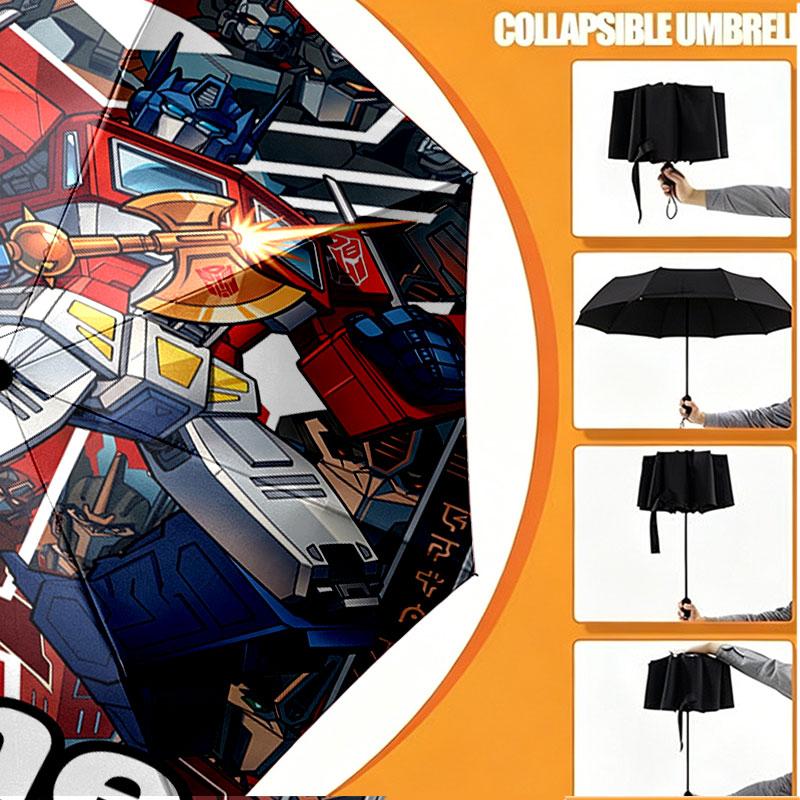 Custom Name Personalized Transformers Print Umbrella, Auto Open Close, 8‑Rib Sturdy Frame, Commute Camping Hiking Use, Birthday Gift