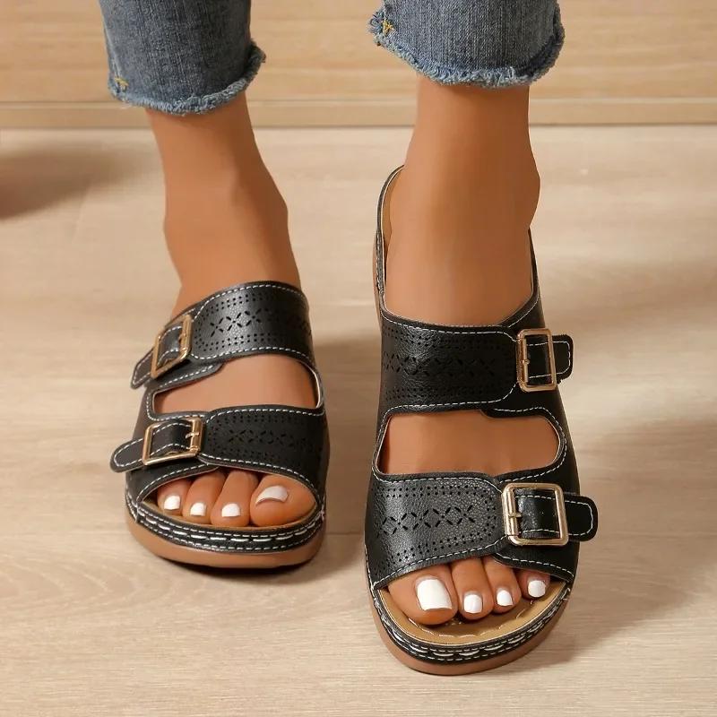2025 Estate Nuova Moda Donna Zeppe Ciabatte Casual Comode Antiscivolo Ciabatte con Plateau Sandali Ortopedici Premium da Donna con Punta Aperta