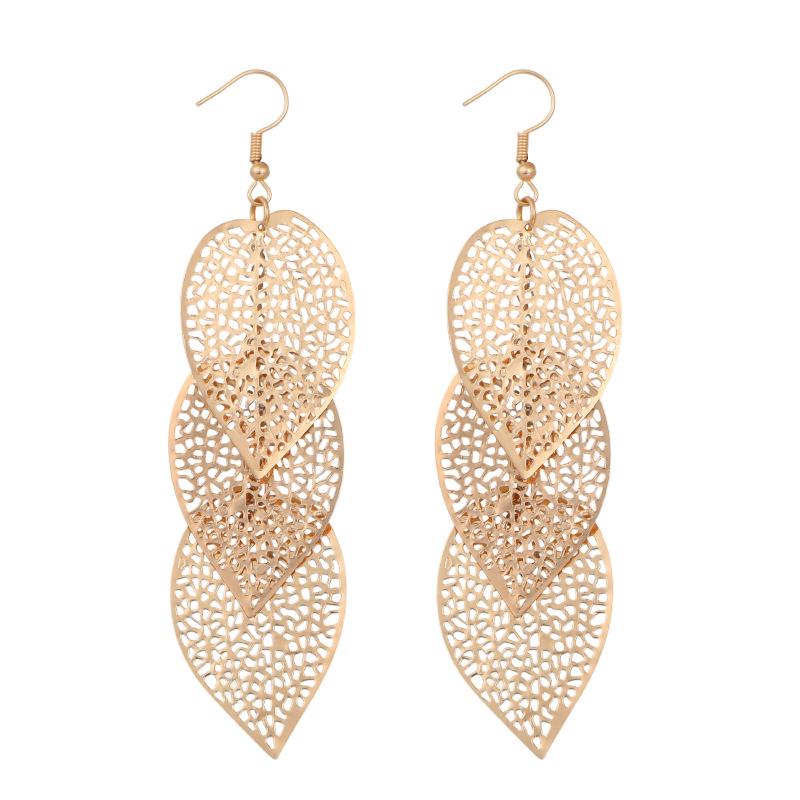 Vintage Bohemian Leaf Baroque Earrings for European and American Fashion