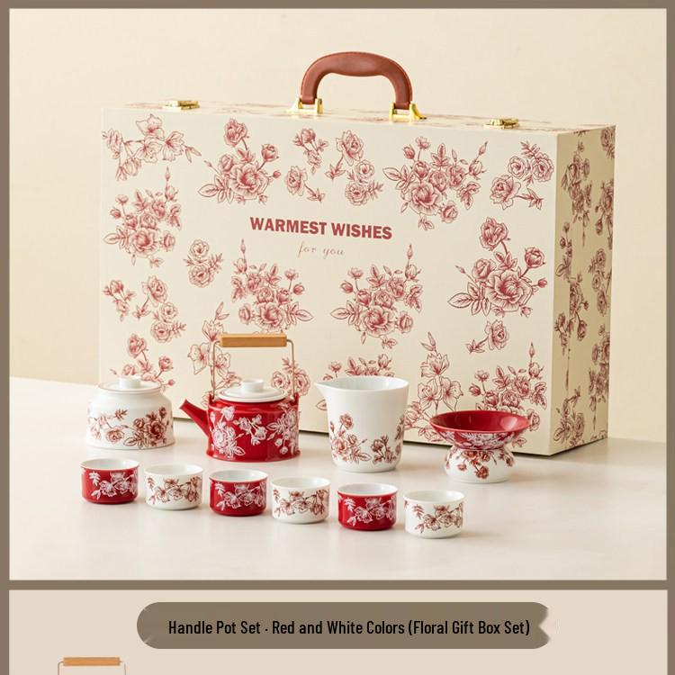 Chinese Engagement Bride's Tea Set: Teapot, Teacups, Tray - Newlywed Gongfu Gift Box