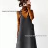 2025 Autumn/Winter Japanese V-Neck Spaghetti Strap Woolen Dress
