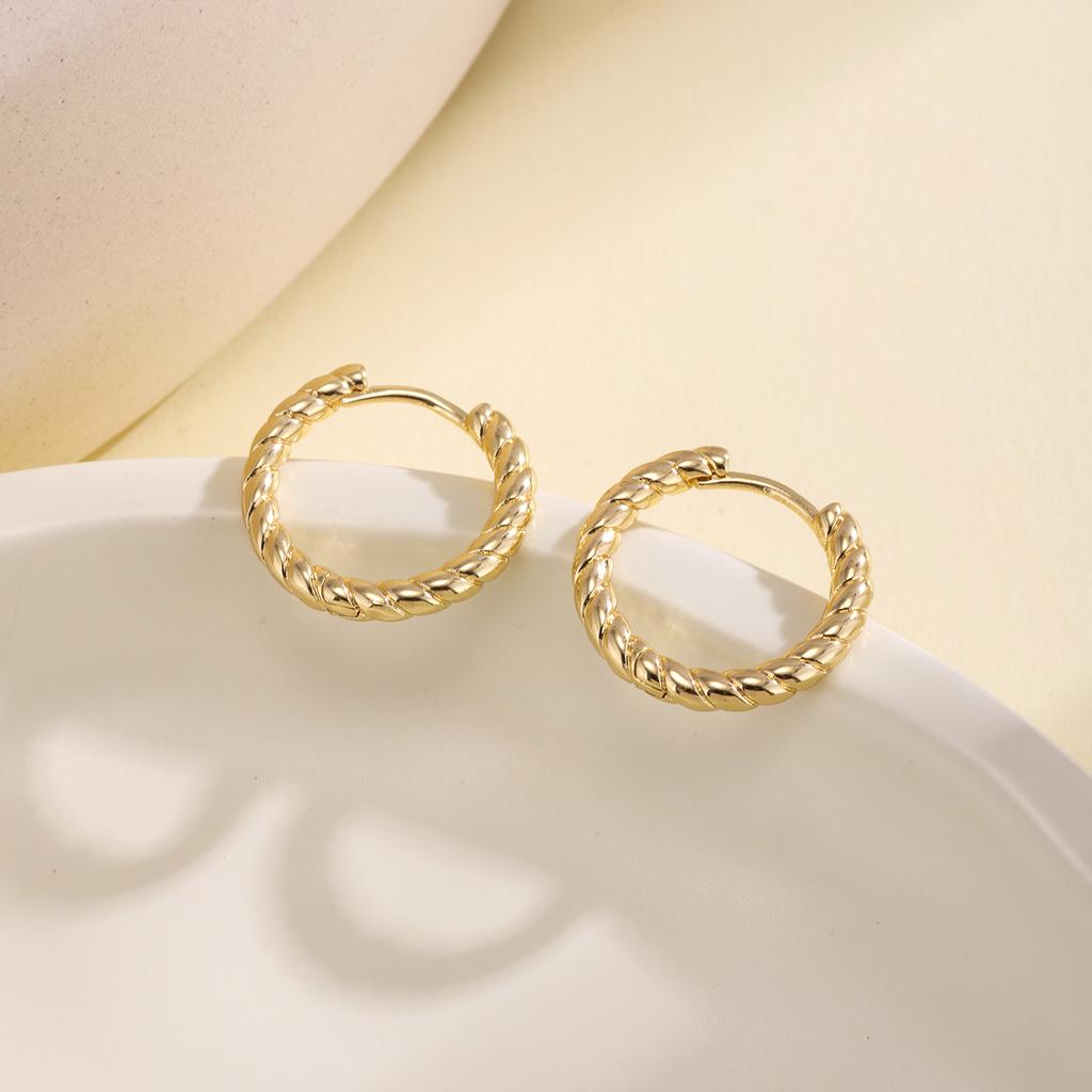 Nidin Trendy S/M/L Size Twisted Small Hoop Earrings For Women Minimalist Lightweight Comfortable Daily Wear Fashion Ear Jewelry