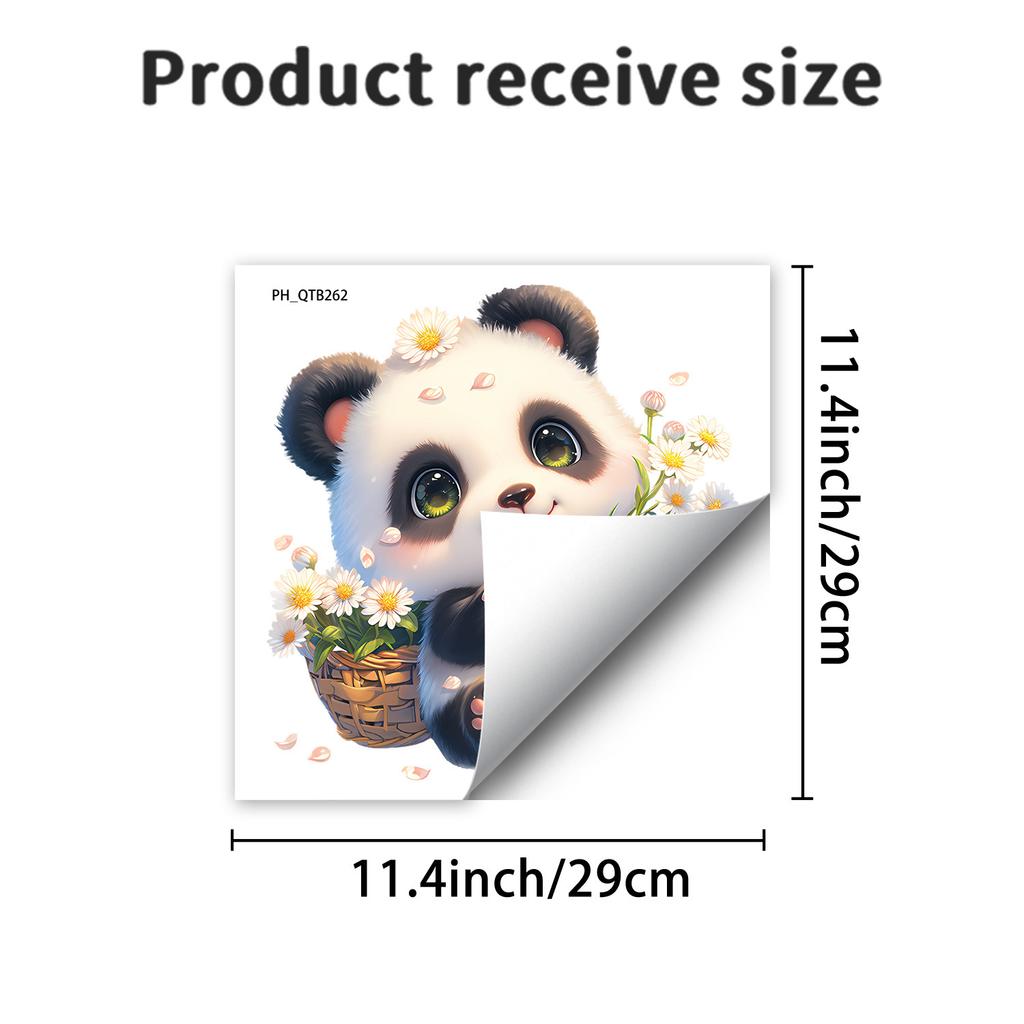 Cute Cartoon Panda with Sunflowers Toilet Sticker Self-Adhesive Removable for Bathroom Home Decor