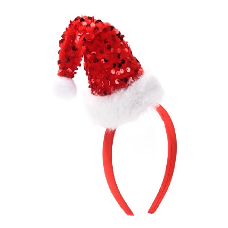 Fascia per capelli natalizia con campanella di corno di alce natalizio, paillettes, fascia per capelli natalizia, accessori per foto di Capodanno, decorazioni di buon Natale, regali per bambini
