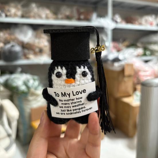 2025 Graduation Crochet Doll Handmade Pickle Vegetables with Graduation Cap Positive Crocheted Animals Keepsake Grad Gifts for Him Her