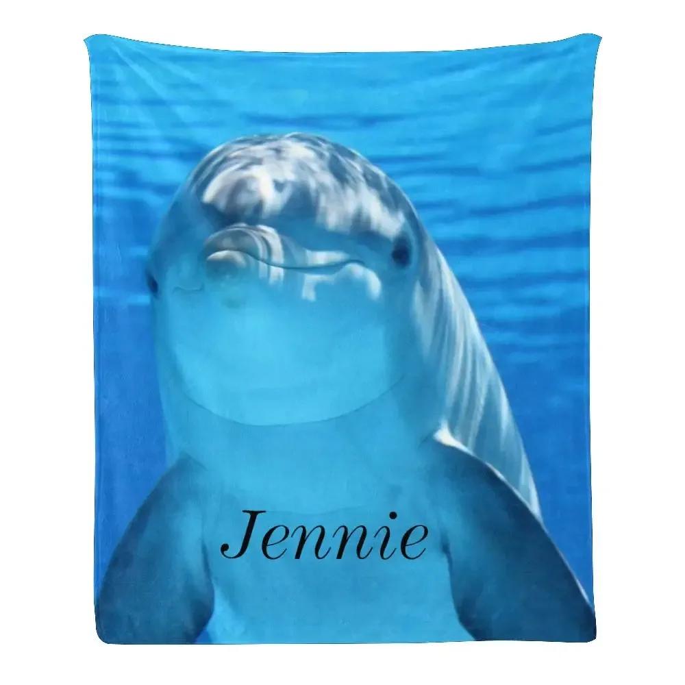 Dolphin Throw Blanket, Soft Blanket for Girl Kid Teens Adults, Fleece Cute Dolphin Blanket Warm Cozy Throw for Bed Crib or Couch