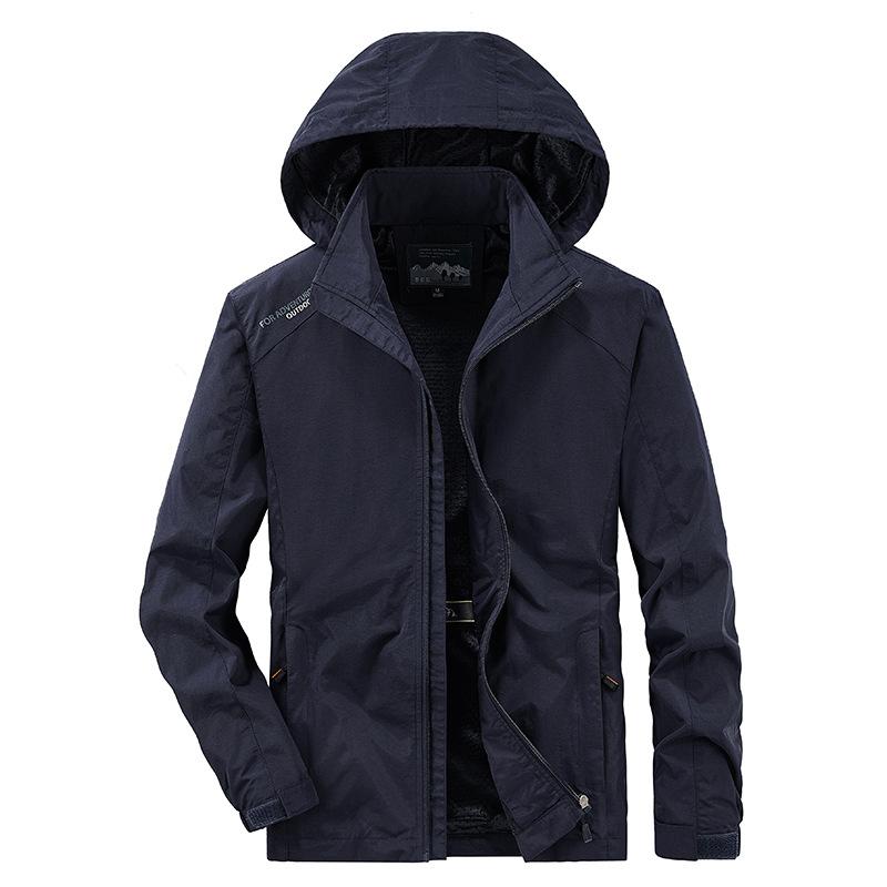 Autumn and Winter New Jacket Side Seam Pocket Hooded Casual Youth Loose Zipper Men's Clothing