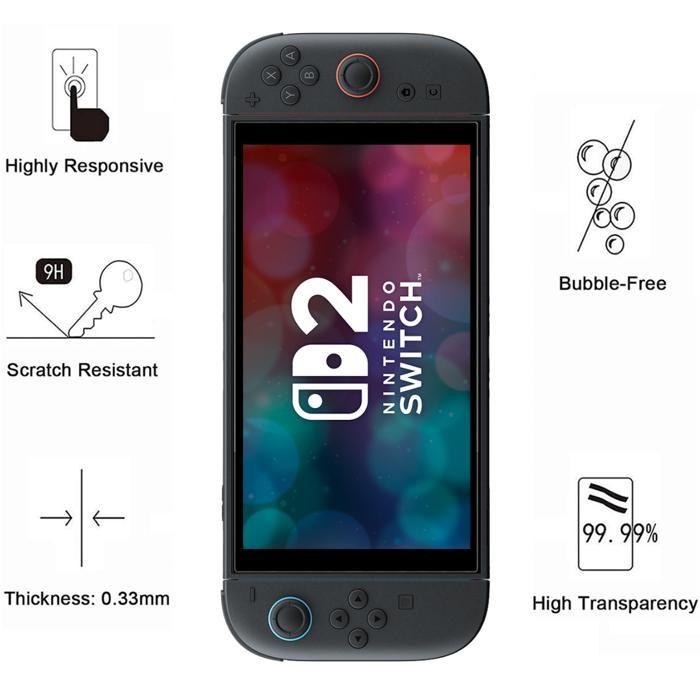 Tvrzené sklo - Phonillico® - Nintendo Switch 2 (2025) - Balení 2 kusů - Odolný proti poškrábání - Ochrana obrazovky