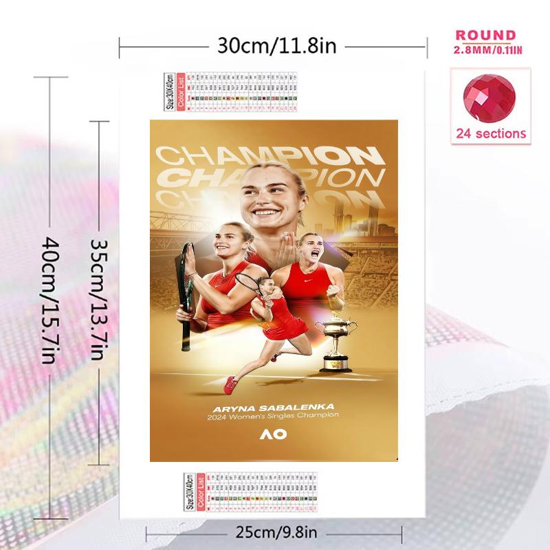 Aryna Sabalenka.96 100% Round Full Drill 5D DIY Diamond Painting Embroidery Cross Stitch Rhinestone Décor
