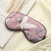 Silk Sleep Eye Mask For Women Men Soft Crane Print Blindfold Portable Night Mask Relaxing Eye Cover