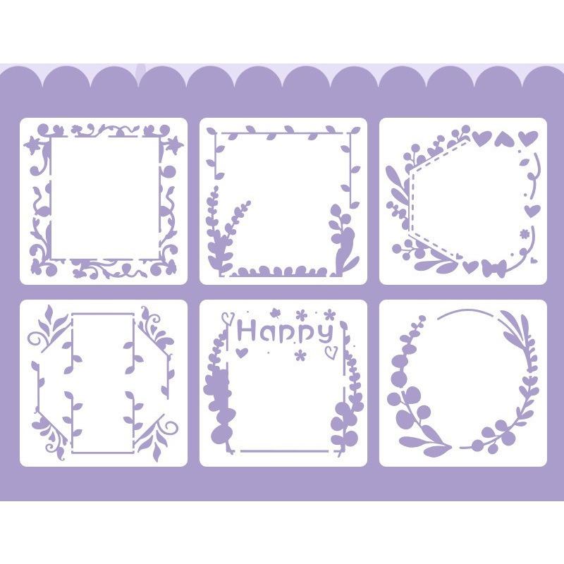 6pcs/set Floral Butterfly Stencil Templates for Scrapbook Wall Small Creative Design DIY Decor Stencils for Painting and Decor