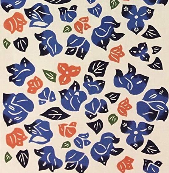 Yagisei Chū-sen Tenugui (Dyed Hand Towel) Bingata Artist Series "Southern Flower (Blue)" Okinawa Colorful Made in Japan