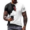 Summer Round Neck 3D Color block Print Top Fashionable Casual Short Sleeved Men's T-shirts