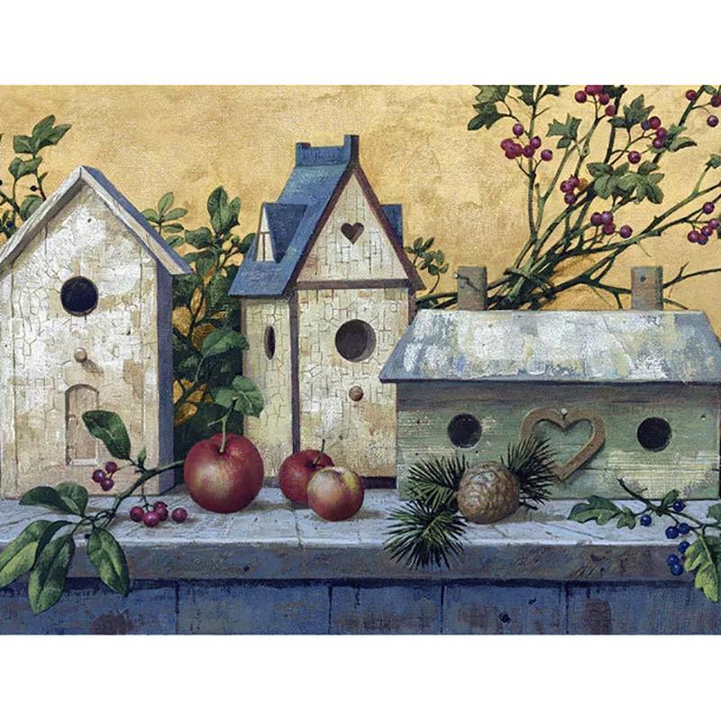 5D Full Round Drill Round Diamond Painting House Diamond Mosaic Kits Handmade Hobby Rhinestones Art Landscape Wall Decoration