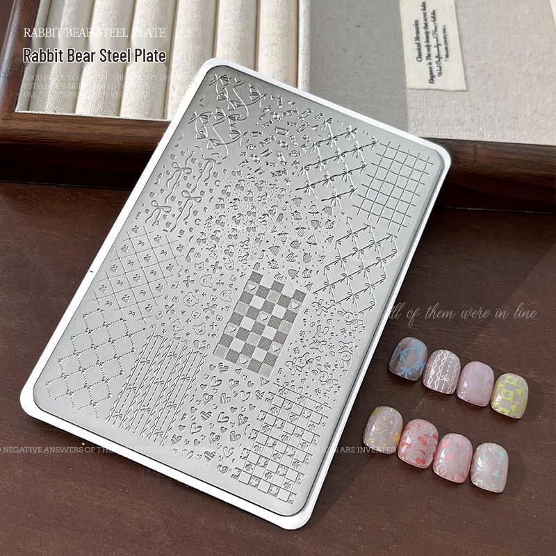 Nail Art Stamping Plates - Star, Polka Dot, Lines, Grid Lace Textures