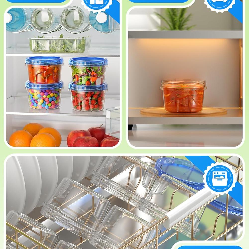 17oz Freezer Storage Containers, Plastic Food Storage Containers with Twist Top Lids, BPA Free and Reusable Soup Containers