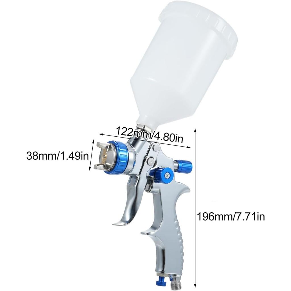 Low Volume Low Pressure Gravity Feed Air Spray Machine Paint Sprayer Kit with 1.3mm Nozzle and 600cc Fluid Cup for Car Furniture Fence Painting