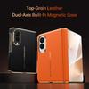 Sulada Genuine Cowhide Leather Dual Frame Case For Samsung Galaxy Z Fold8 ZFold8 Ultra Glossy Edge For Magsafe Hinge Back Cover