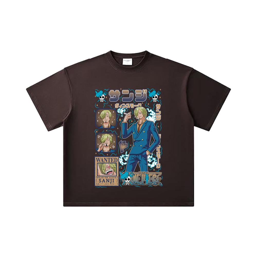 260 GSM Double Yarn 32 Count 100% Cotton One Piece V59 Sanji Print Unisex Heavy Cotton T Shirt