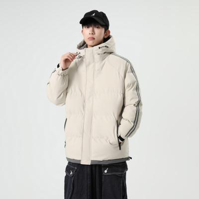 Padded Men's Winter Large Size Hooded Striped Loose Thickened Padded Jacket Thermal Casual Padded Jacket