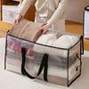 Sturdy Net Handle Storage Bag See-Through Oversized Waterproof Pattern for Seasonal Clothes Bedding Organization