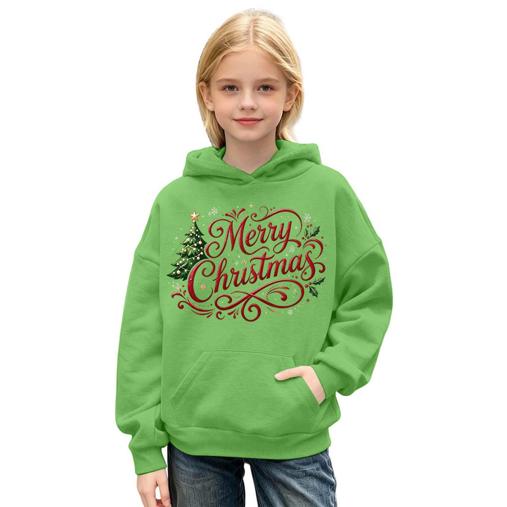 Boys and Girls Christmas Hoodie Sweatshirt Casual Comfortable Pullover Top for Holiday