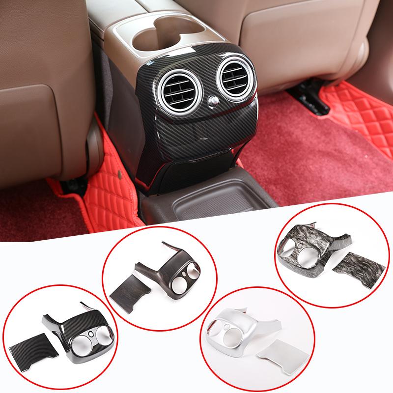 Carbon Fiber Style For Mercedes Benz E Class W213 2016- ABS Plastic Rear Row Armrest Box AC Vent Cover Trim Car Accessories