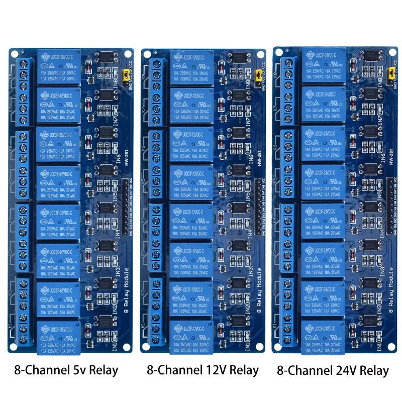 DC 5V 12V 24V 1 2 4 6 8 kanálový reléový modul štít s optočlenem / spouštěčem vysoké a nízké úrovně pro Arduino Raspberry