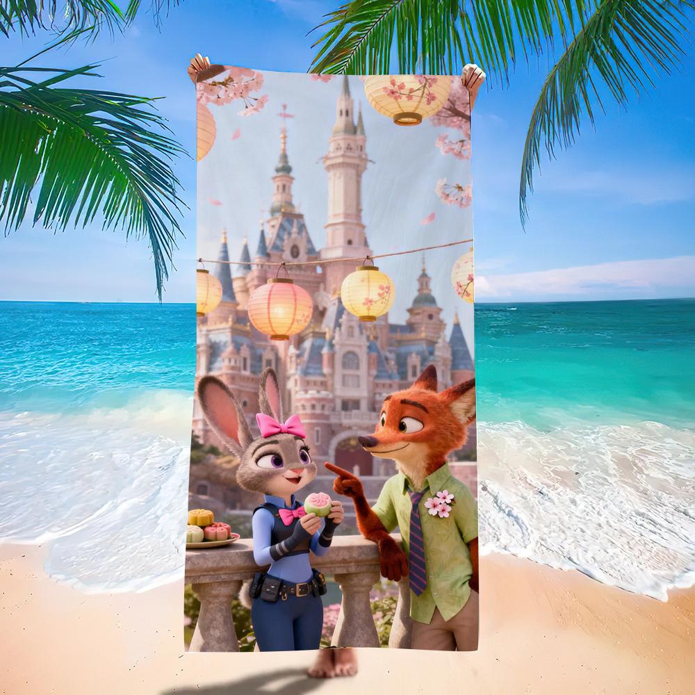 Zootopia Beach Towel Microfiber Bath Towel Kids Cartoon Week Judy Nick Quick Dry Towel