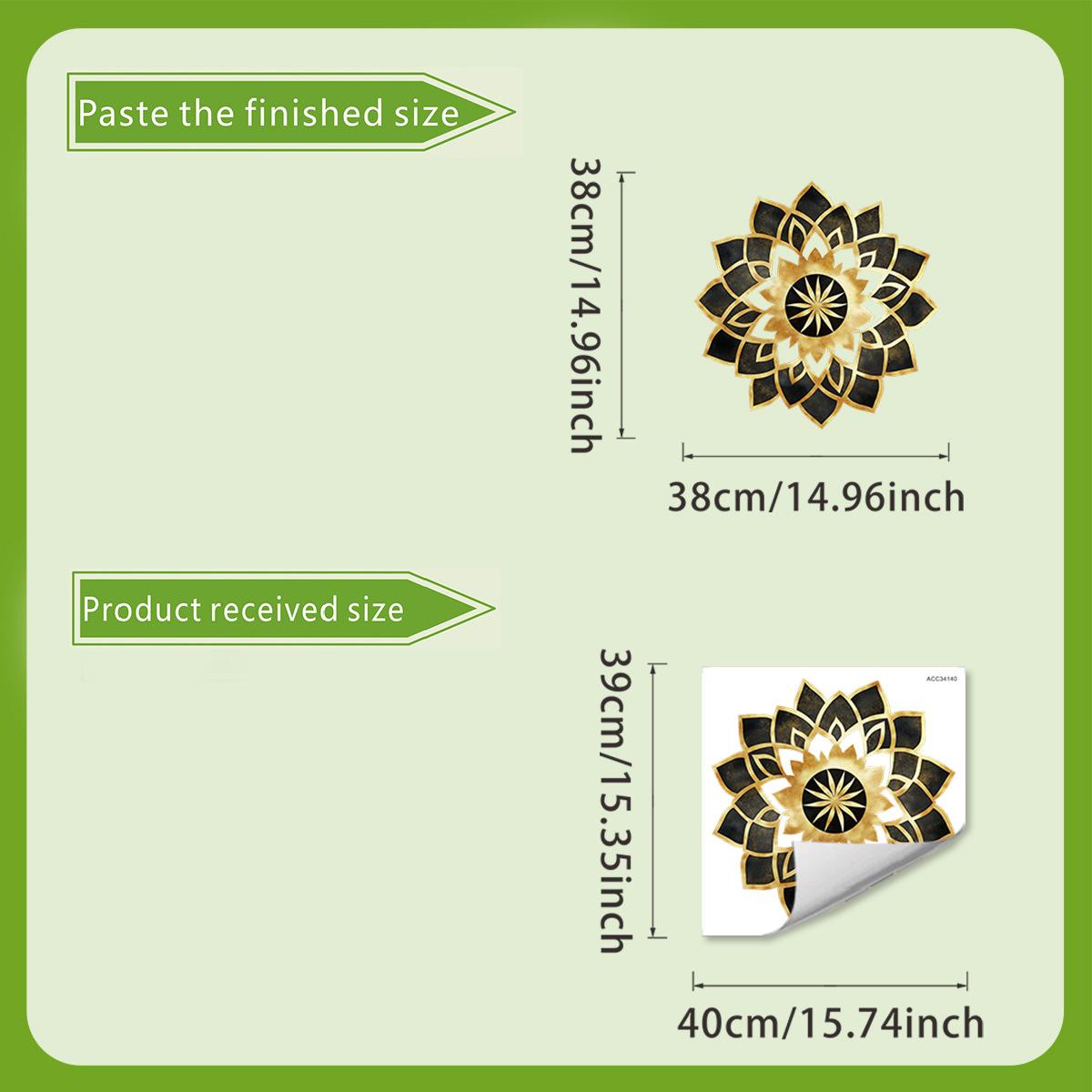 

Light Luxury Black and Gold Mandala Flower Wall Stickers for Living Room and Bedroom Wall Decoration 30*40cm