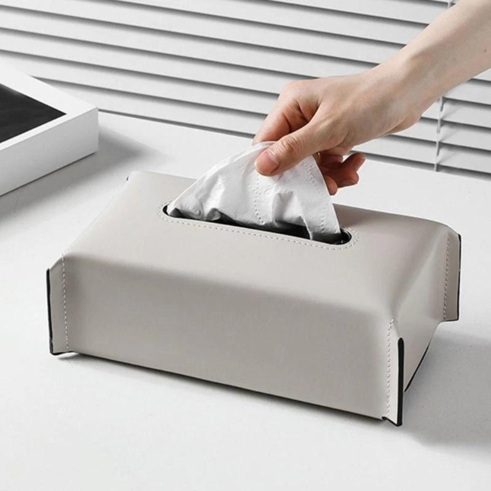 PU Leather Tissue Box Cover Square Shape Soft Rectangular Napkin Dispenser Rack Puppy Dog Design Napkin Dispenser Holder