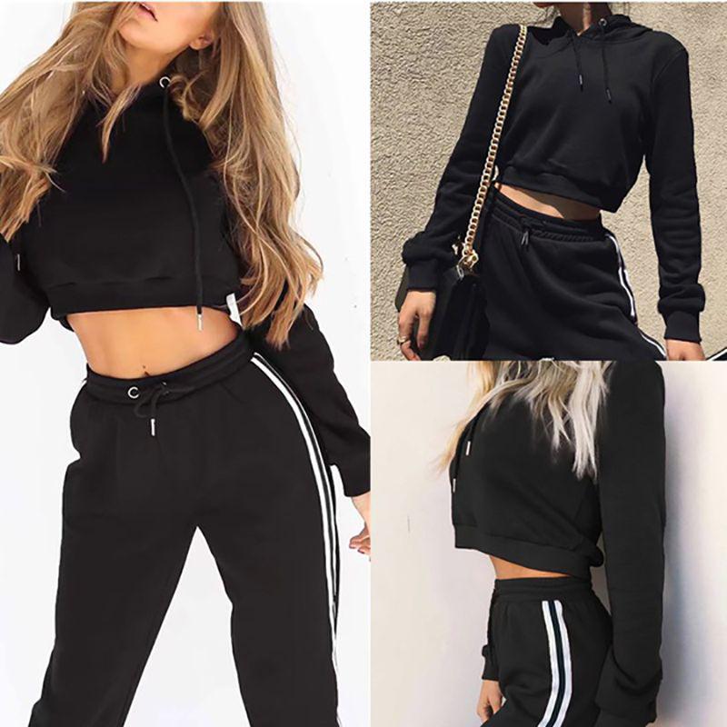 Sets Womens Tracksuit Topsbottom Fashion Long Sleeve Loose Pullover Sportwear