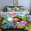 Set Biancheria da Letto Cartone Animato G-Gabbys 3 Pezzi, Varie Misure, 1 Copripiumino 2 Federe, Set Biancheria da Letto per Adulti e Bambini, Regali di Lusso