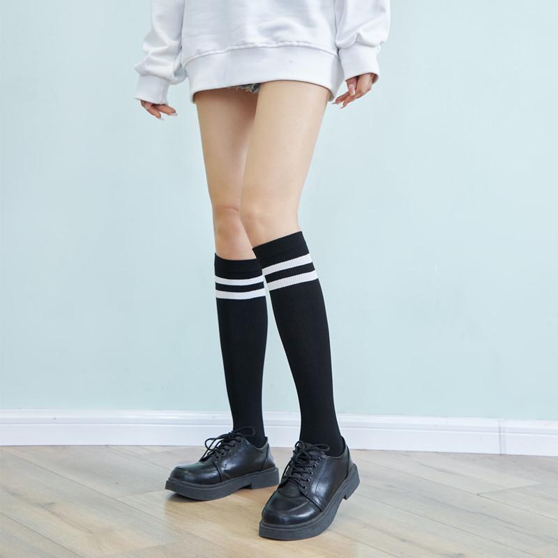 Spring & Autumn Micro-Pressure Slimming Thigh-High Knee Socks for Women - Japanese Korean College Style, Student Long Tube Football Socks