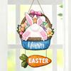 Easter Bunny Welcome Sign for Front Door and Wall Decor - Wooden Happy Easter Hanging Decoration for Home Entryway and More