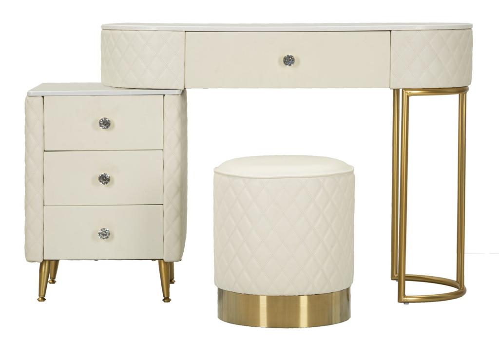 Betttisch Sharon Weiß Mit Hocker Cm 120X40X75 (Hockergröße Ø36X39)