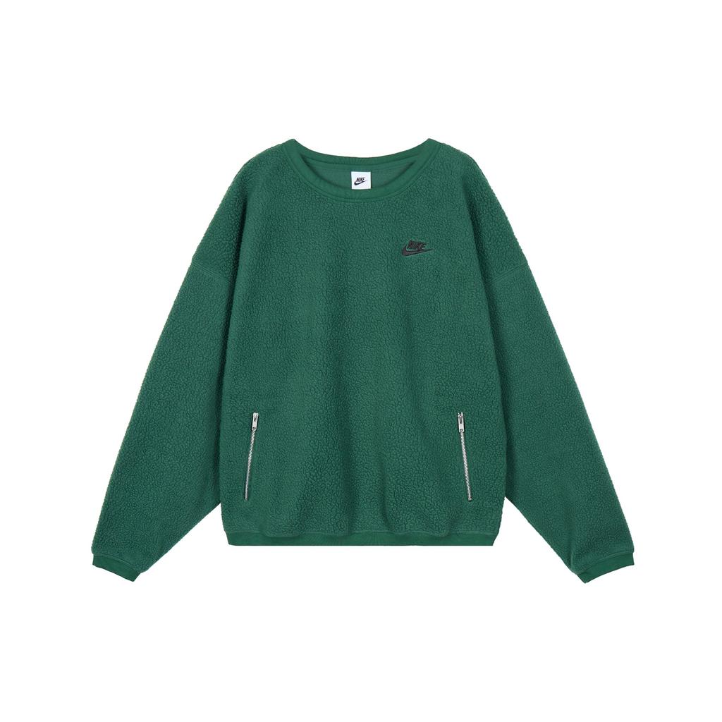 Nike Club Fleece Solid Crew Neck Sweatshirt with Zip Pocket Men Sweatshirt Spruce-Green FB8379-323