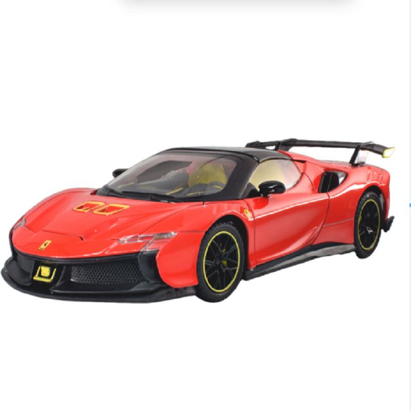 1/24 Ferrari SF90XX SF90 Alloy Sports Car Model Diecasts Metal Racing Super Vehicles Car Model Simulation Sound Light Childrens Toy Gift
